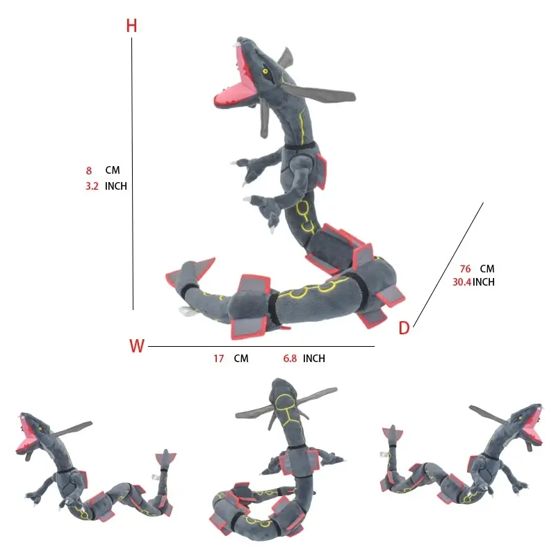 AliExpress Shiny Rayquaza Plush Toys Stuffed Animal Game for Collectible Gift,Soft Plushies,Cute Cartoon Character Black 12 Inch, view 6