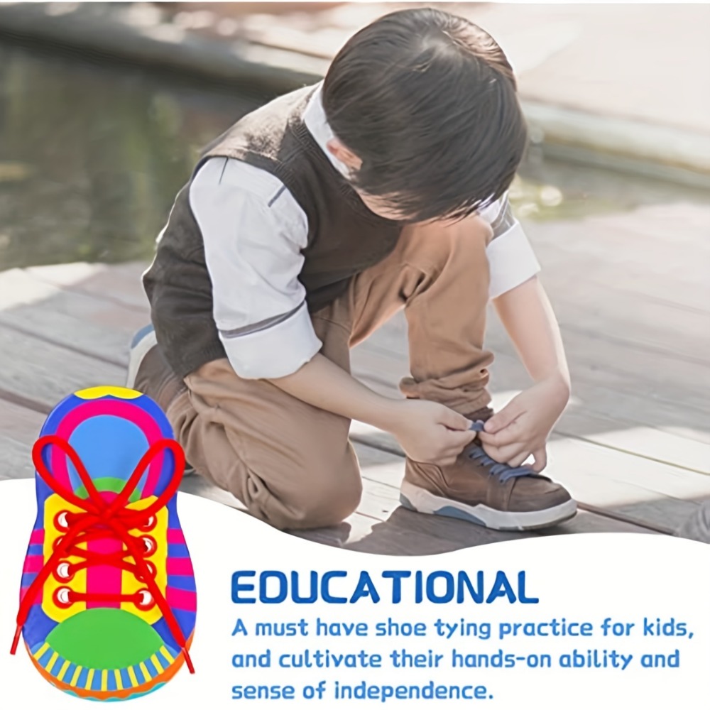 AliExpress Shoelace Threading Teaching Toys Learn to Tie Shoelaces Toy Kids Toddlers Fine Motor Skills Toy Early Educational Toys Boys Girl, view 4