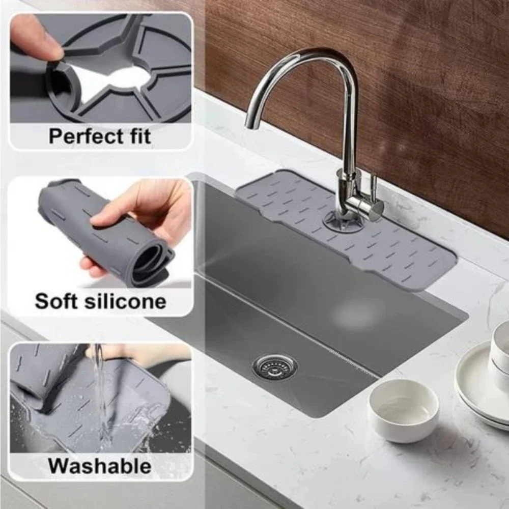 AliExpress Silicone Faucet Mat and Sponge Rack Splash Guard, view 4