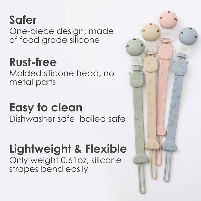 AliExpress Silicone Pacifier Clips, BPA Free One-Piece Design Pacifier Holder for Baby Boy and Girl 3 Month+, Baby Accessories, view 2