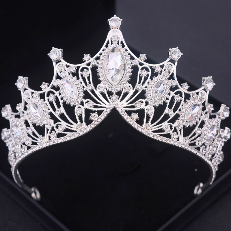 AliExpress Silver Color Crystal Tiaras And Crowns Headband For Women Party Rhinestone Bridal Wedding Hair Accessories Jewelry Crown Tiara, view 3