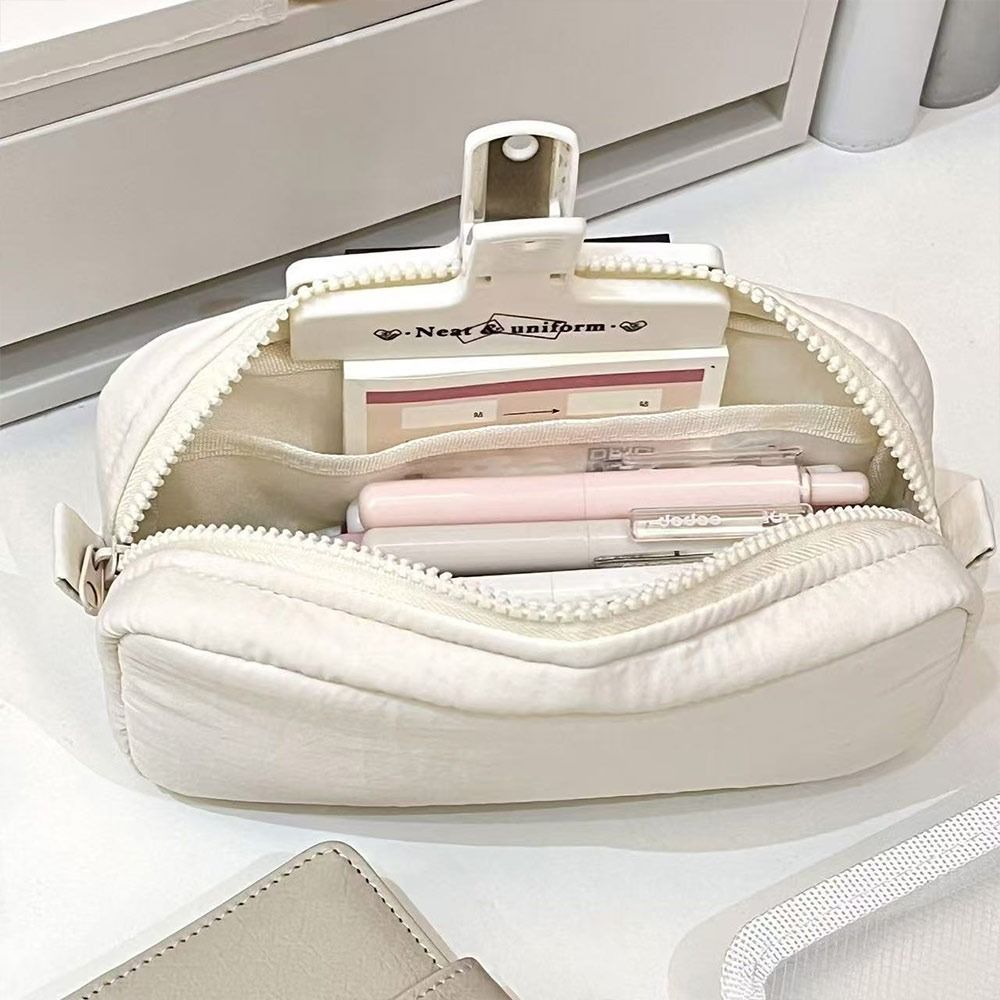 AliExpress Simplicity Solid Color Pen Bag Large Capacity Portable Stationery Bag Zipper Design Pen Box Students