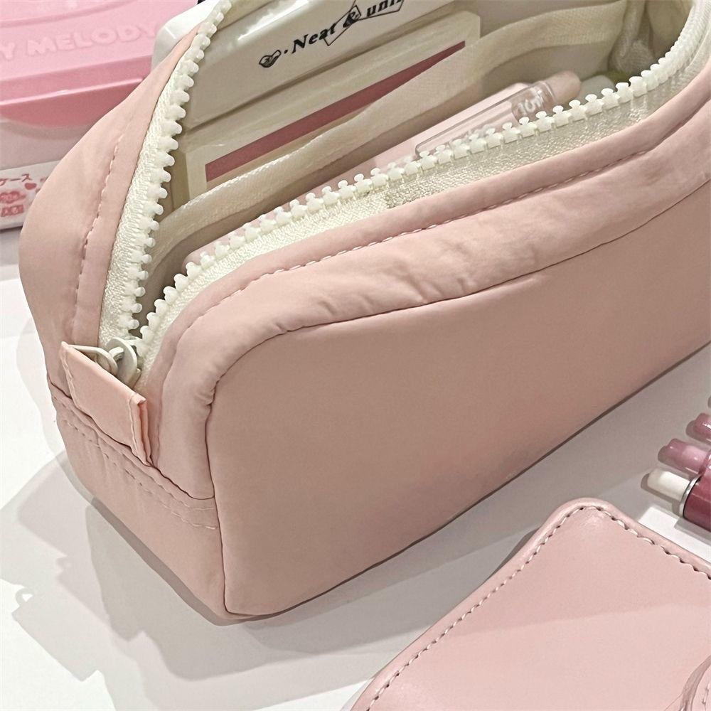 AliExpress Simplicity Solid Color Pen Bag Large Capacity Portable Stationery Bag Zipper Design Pen Box Students, view 5