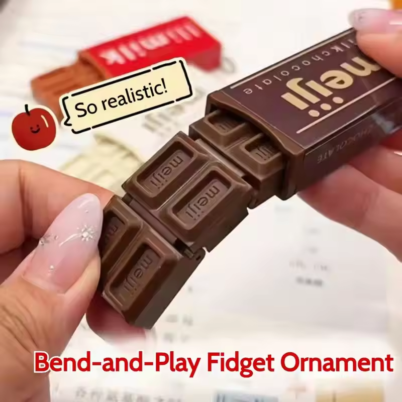 AliExpress Simulated Chocolate Fidget Toy Bendable Snap-And-Play Stress Relief Keychain Creative Jp Style Gadget for Anxiety Relief, view 2