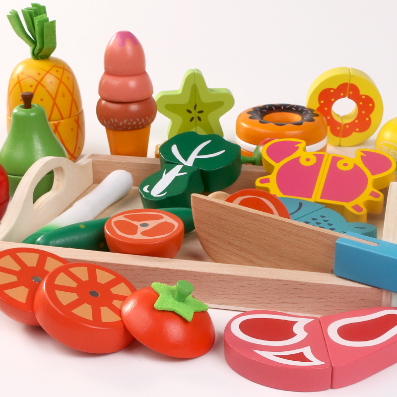 AliExpress Simulation Kitchen Pretend Toy Wooden Classic Game Montessori Educational Toy For Children Kids Gift Cutting Fruit Vegetable Set, view 3