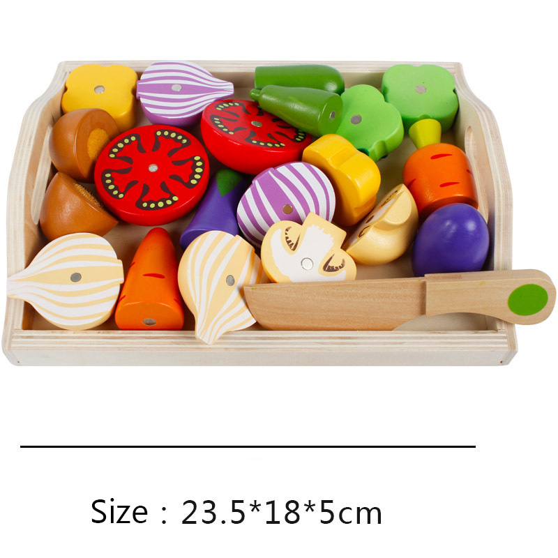 AliExpress Simulation Kitchen Pretend Toy Wooden Classic Game Montessori Educational Toy For Children Kids Gift Cutting Fruit Vegetable Set, view 4
