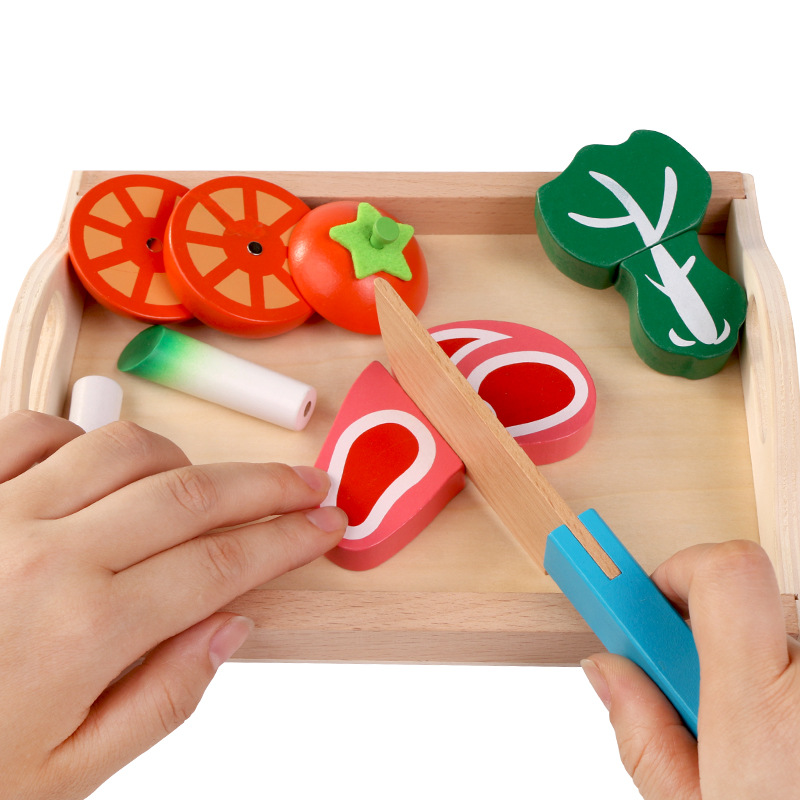 AliExpress Simulation Kitchen Pretend Toy Wooden Classic Game Montessori Educational Toy For Children Kids Gift Cutting Fruit Vegetable Set, view 2