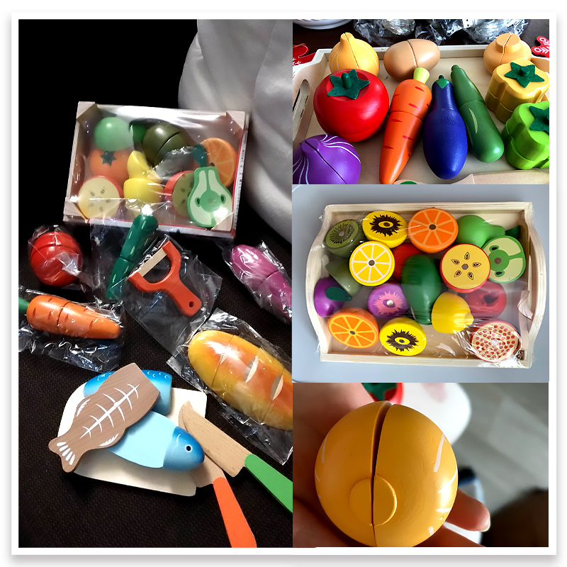 AliExpress Simulation Kitchen Pretend Toy Wooden Classic Game Montessori Educational Toy For Children Kids Gift Cutting Fruit Vegetable Set, view 6