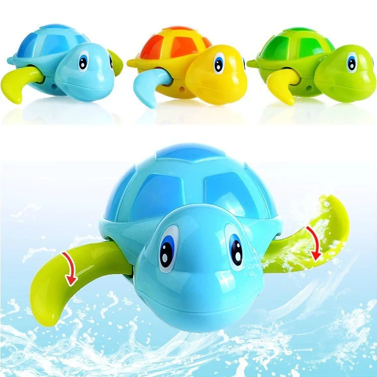 AliExpress Single Sale Cute Cartoon Animal Tortoise Classic Baby Water Toy Infant Swim Turtle Wound-up Chain Clockwork Kids Beach Bath Toys, view 2