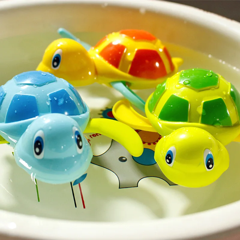 AliExpress Single Sale Cute Cartoon Animal Tortoise Classic Baby Water Toy Infant Swim Turtle Wound-up Chain Clockwork Kids Beach Bath Toys, view 3