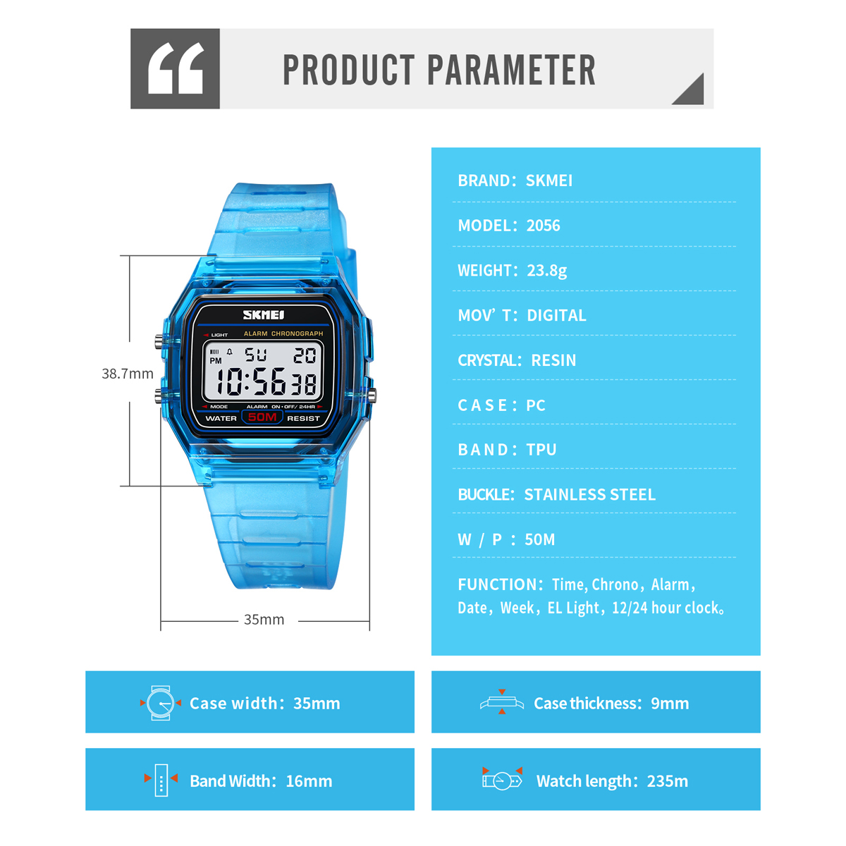 AliExpress SKMEI 2056 Digital Sports Watch with Countdown, view 6