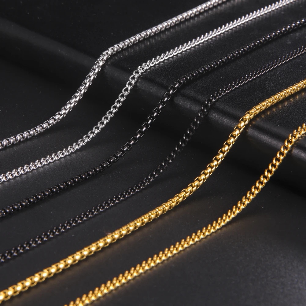 AliExpress Stainless Steel Box Chain Necklace for Men (60cm)