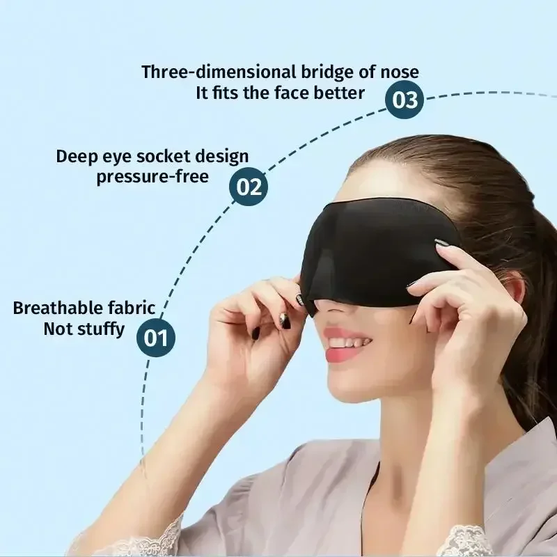 AliExpress Sleeping Mask Cover Slaapmasker Blockout Eye Comfort Blindfold Concave Light with Women Men Office Use Aid Eye Travel, view 3