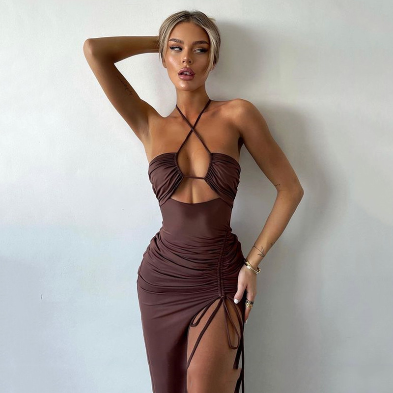 AliExpress Sleeveless Sexy Female Midi Backless Dresses Slim Night Club Party Women's Dress Bodycon Vestidos Elegantes Para Mujer