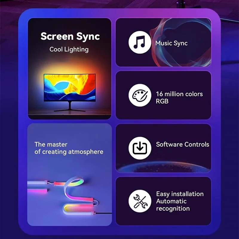 AliExpress PC Monitor Ambient RGB Backlight LED Strip Kit, view 2