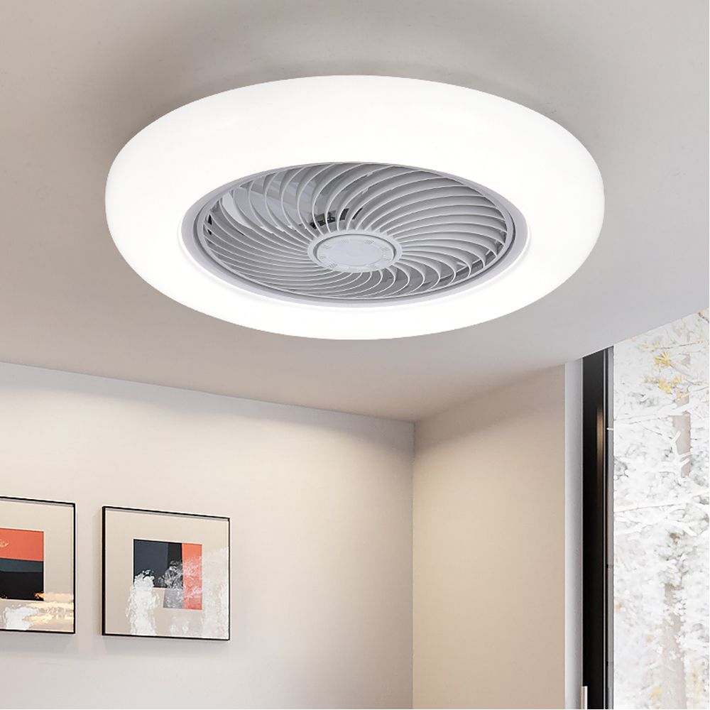 AliExpress Smart Ceiling Fan Fans With Lights Remote Control Bedroom Decor Ventilator Lamp 52cm Air Invisible Blades Silent