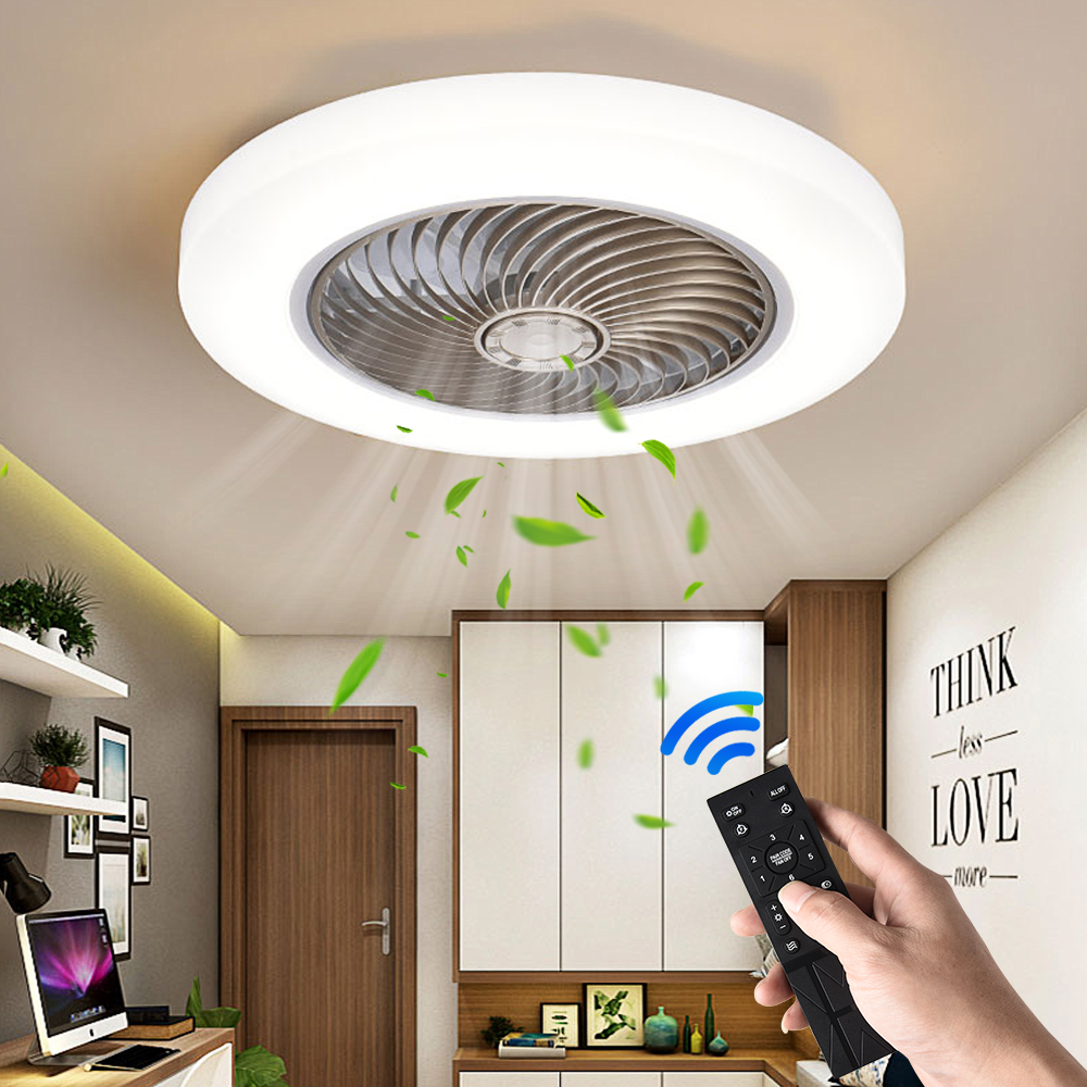 AliExpress Smart Ceiling Fan Fans With Lights Remote Control Bedroom Decor Ventilator Lamp 52cm Air Invisible Blades Silent, view 2