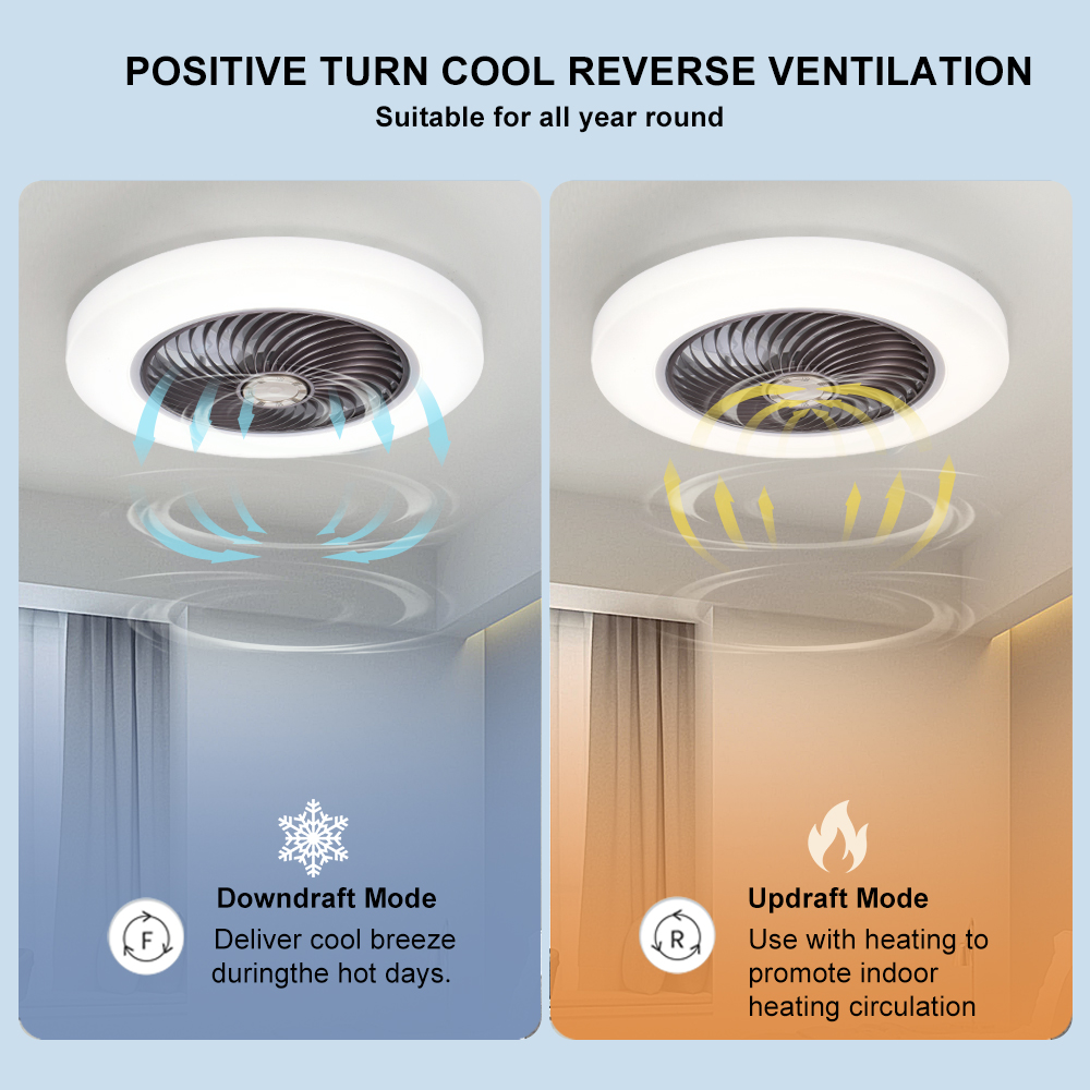 AliExpress Smart Ceiling Fan Fans With Lights Remote Control Bedroom Decor Ventilator Lamp 52cm Air Invisible Blades Silent, view 4