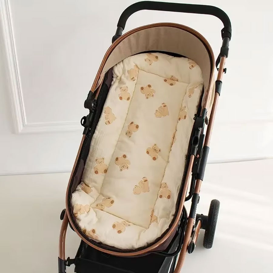 AliExpress Soft and Comfortable Baby Walking Thick Cartoon Bear Baby Stroller Cushion Cotton Shoulder Strap Baby Stroller Cushion, view 6