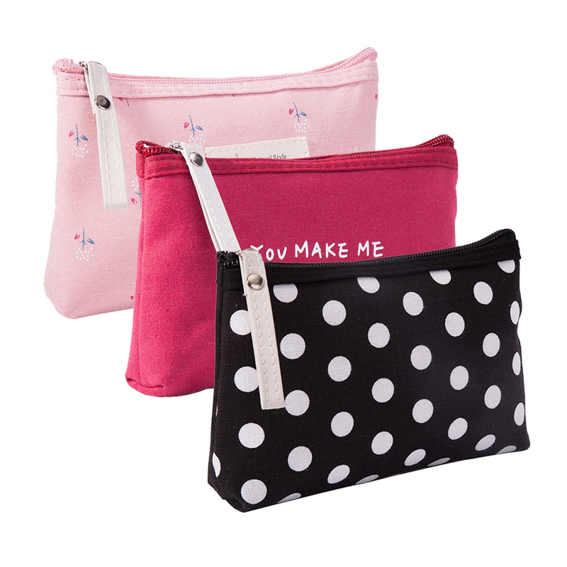 AliExpress Soft Canvas Dot Print Cosmetic Bag, view 2