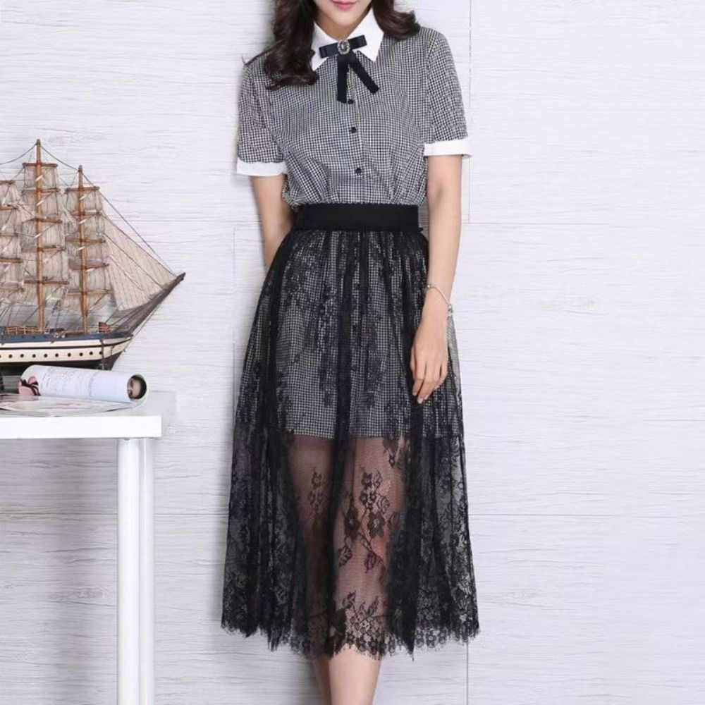 AliExpress Soft Flower Lace Underskirt Slips 75cm Cheongsam Safety Skirt Petticoat Hight Waist Loose Mesh Underskirt Slips Dress Female
