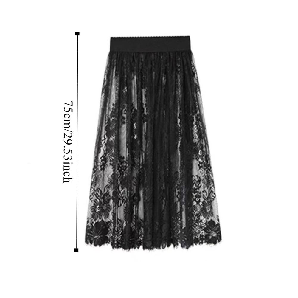 AliExpress Soft Flower Lace Underskirt Slips 75cm Cheongsam Safety Skirt Petticoat Hight Waist Loose Mesh Underskirt Slips Dress Female, view 5