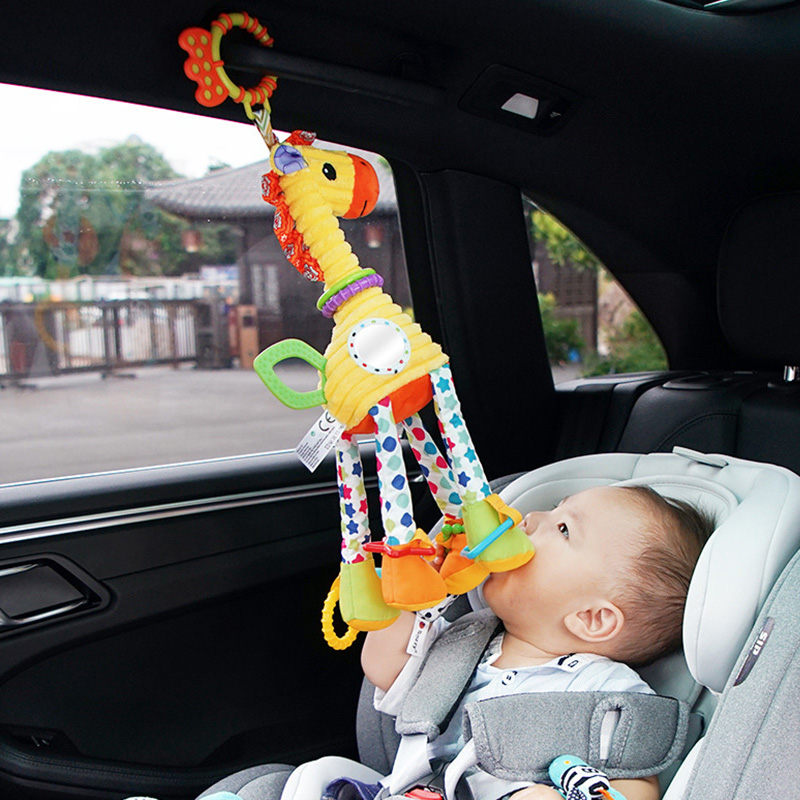 AliExpress Soft Giraffe Zebra Animal Handbells Rattles Plush Infant Baby Development Handle Toys WIth Teether Baby Toy For Newborn Gifts, view 3