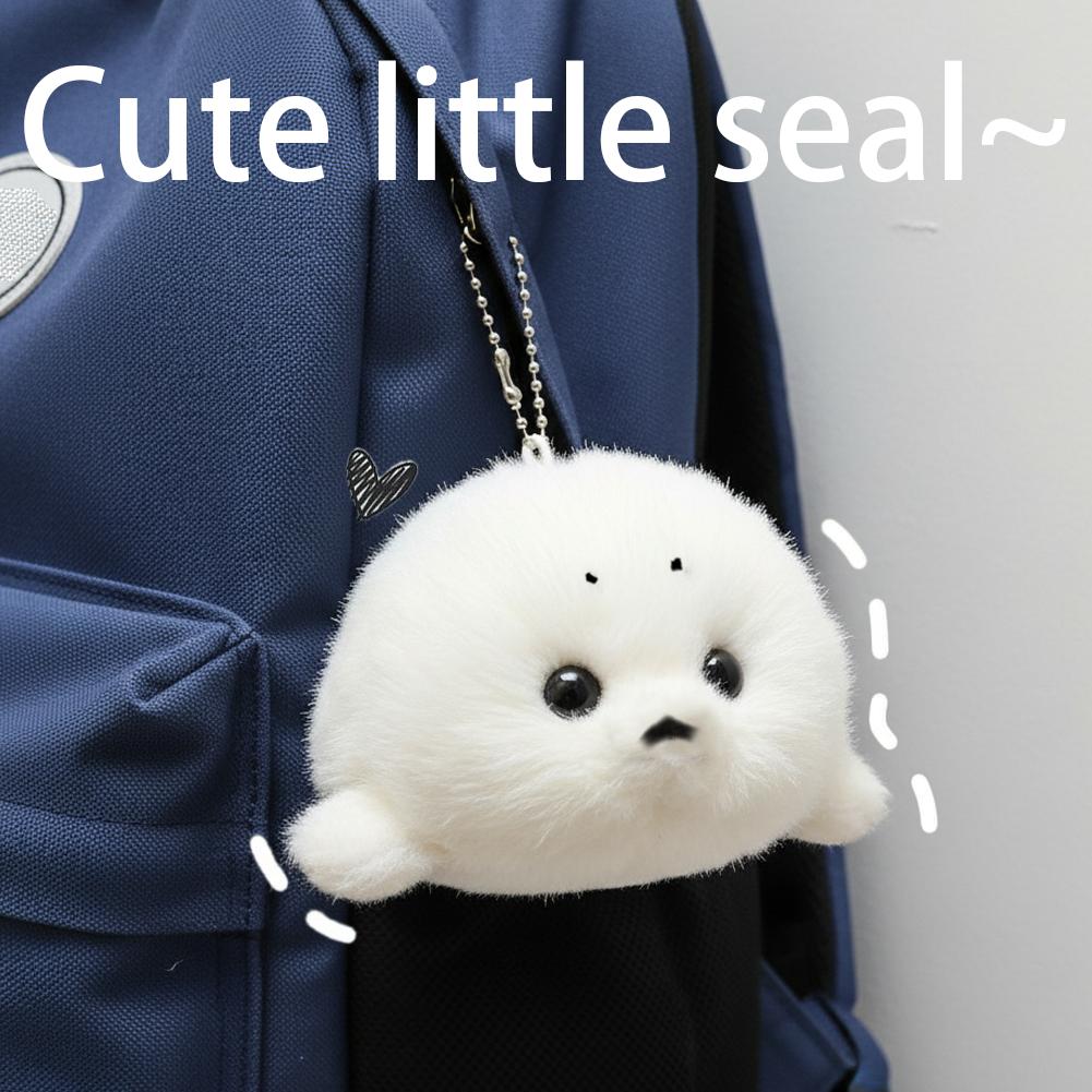 AliExpress Soft Grey Seal Plush Keychain White Seal Plushies Animal Pendant Fashion Stuffed Doll Keyring Car Key Accessories Car Ornaments, view 3