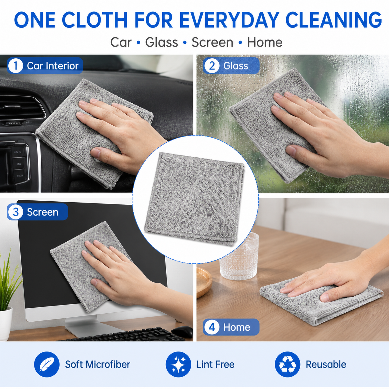 AliExpress Lint-Free Microfiber Cleaning Cloths, view 2
