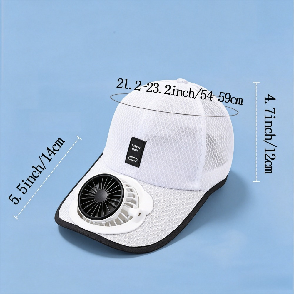 AliExpress Solar Baseball Cap with Fan, Sun Protection USB Charging Fan Mesh Hat for Summer Outdoor Travel Fishing Camping Beach Golf, view 6
