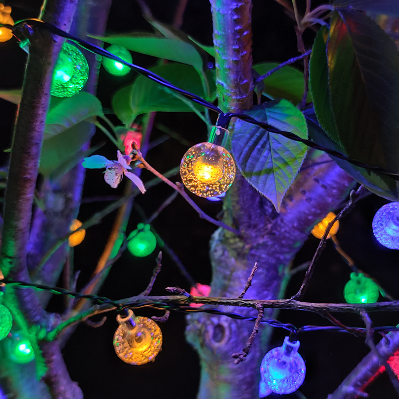 AliExpress Solar Bubble Balls Lamp String Lights Outdoor Water Drops Outdoor Waterproof Orb Christmas Lights Patio Holiday Party, view 2