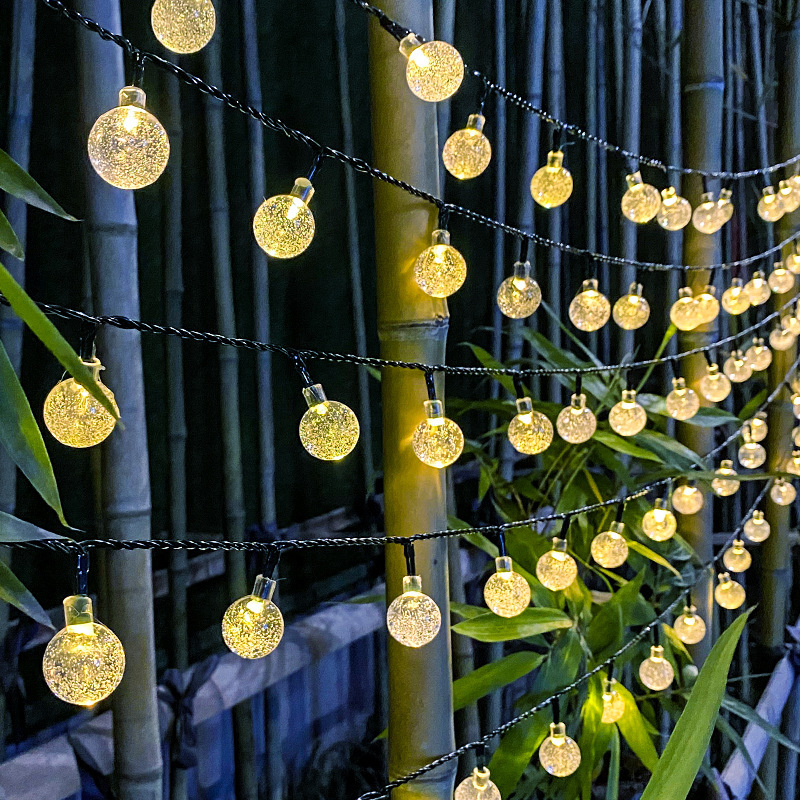 AliExpress Solar Bubble Balls Lamp String Lights Outdoor Water Drops Outdoor Waterproof Orb Christmas Lights Patio Holiday Party, view 4