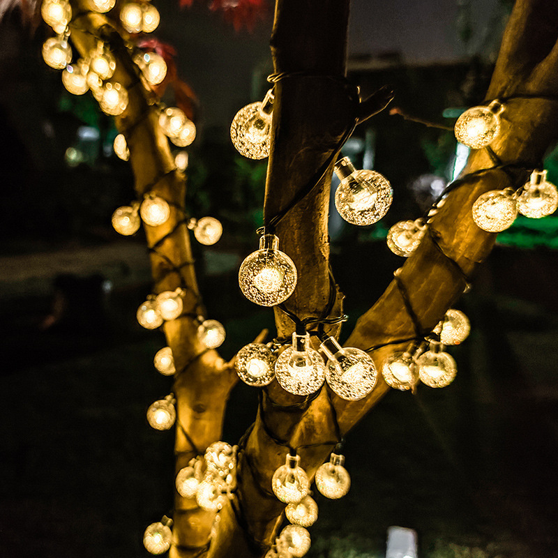 AliExpress Solar Bubble Balls Lamp String Lights Outdoor Water Drops Outdoor Waterproof Orb Christmas Lights Patio Holiday Party, view 5