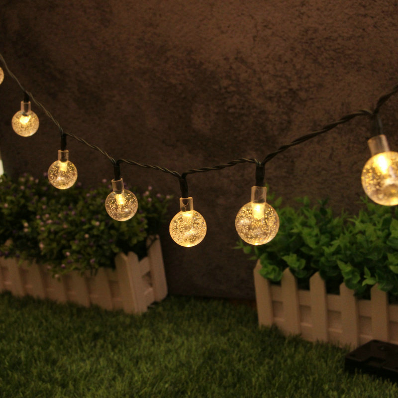 AliExpress Solar Bubble Balls Lamp String Lights Outdoor Water Drops Outdoor Waterproof Orb Christmas Lights Patio Holiday Party, view 6