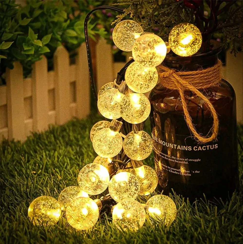 AliExpress Solar Water Drop Orb String Lights, view 3