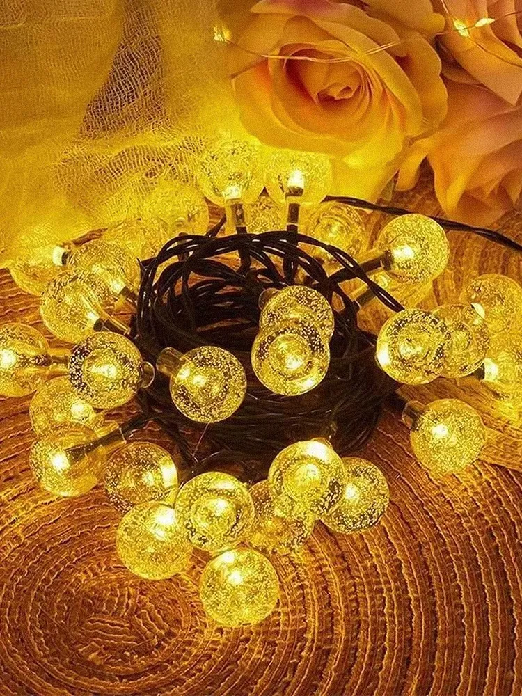 AliExpress Solar Water Drop Orb String Lights, view 4