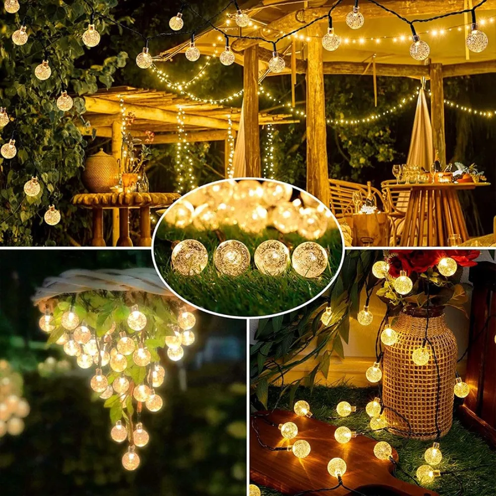 AliExpress Solar Water Drop Orb String Lights, view 6