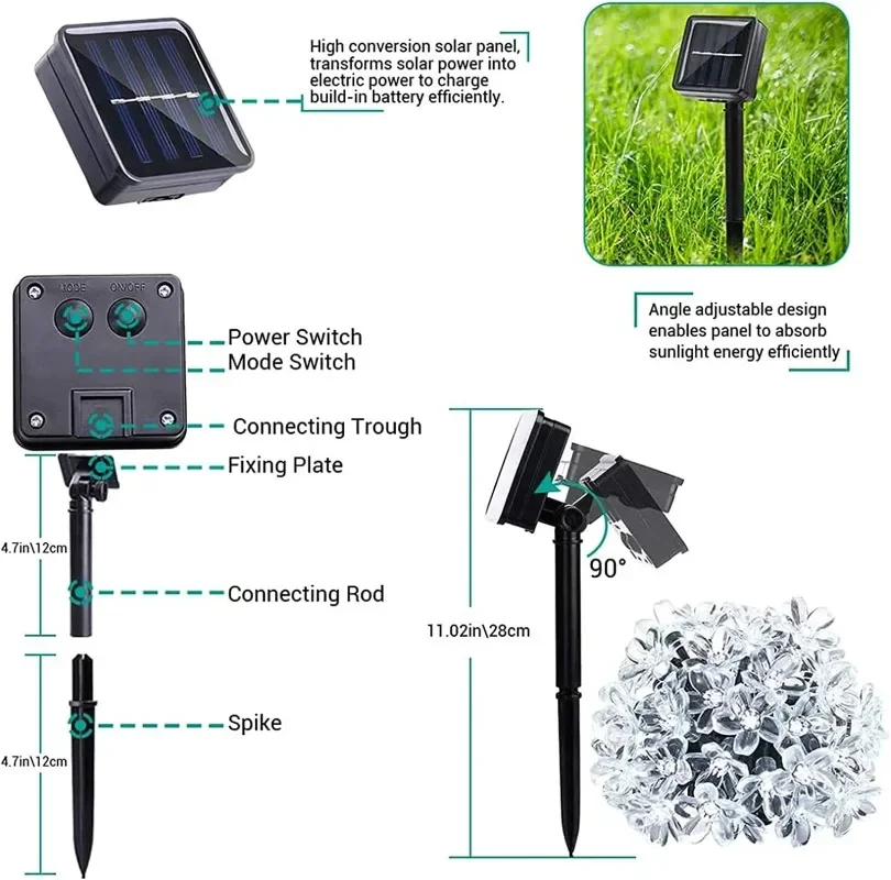 AliExpress Solar Cherry Blossom Lawn String Lights, view 5