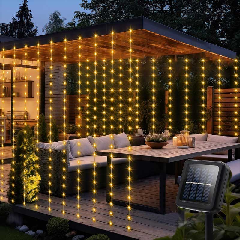 AliExpress 300-LED Solar Outdoor Curtain String Lights