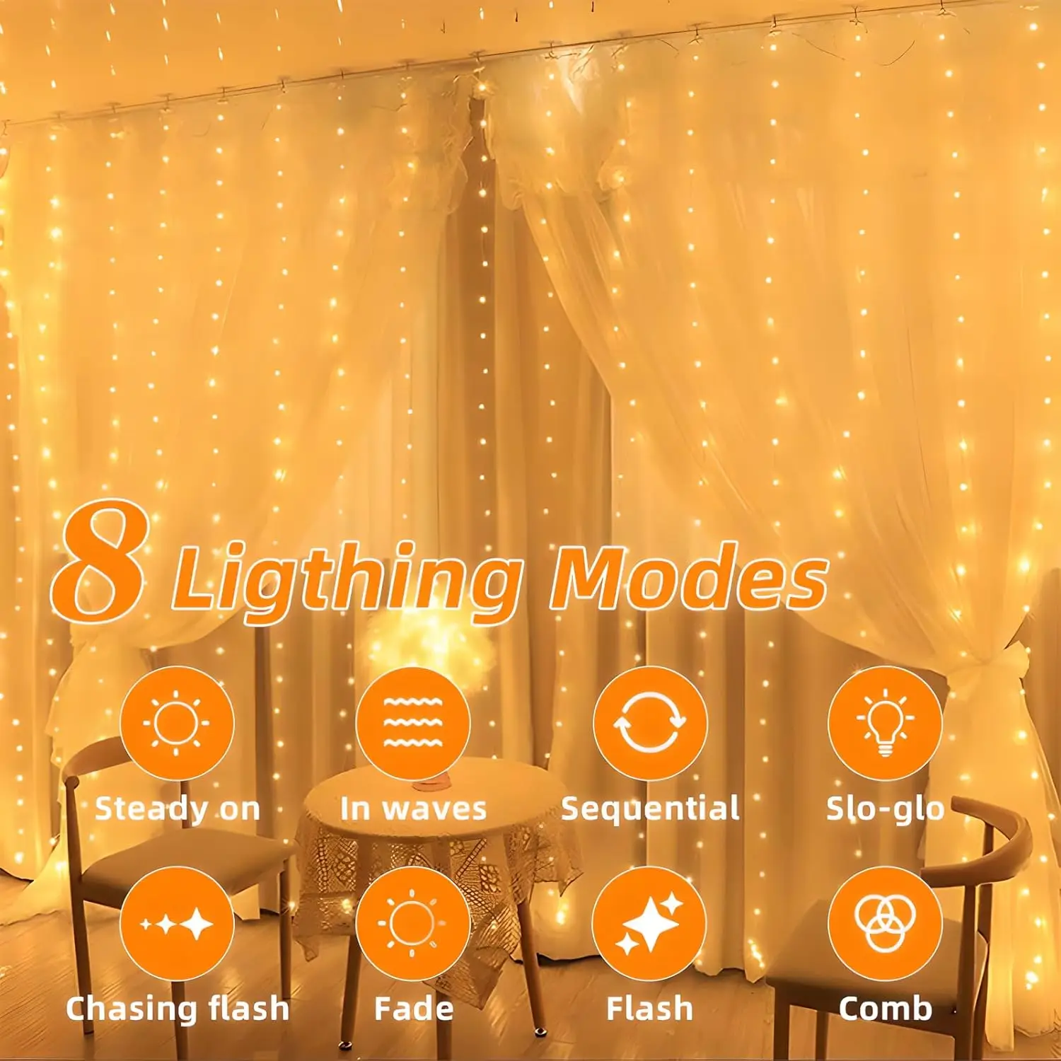 AliExpress 300-LED Solar Outdoor Curtain String Lights, view 3