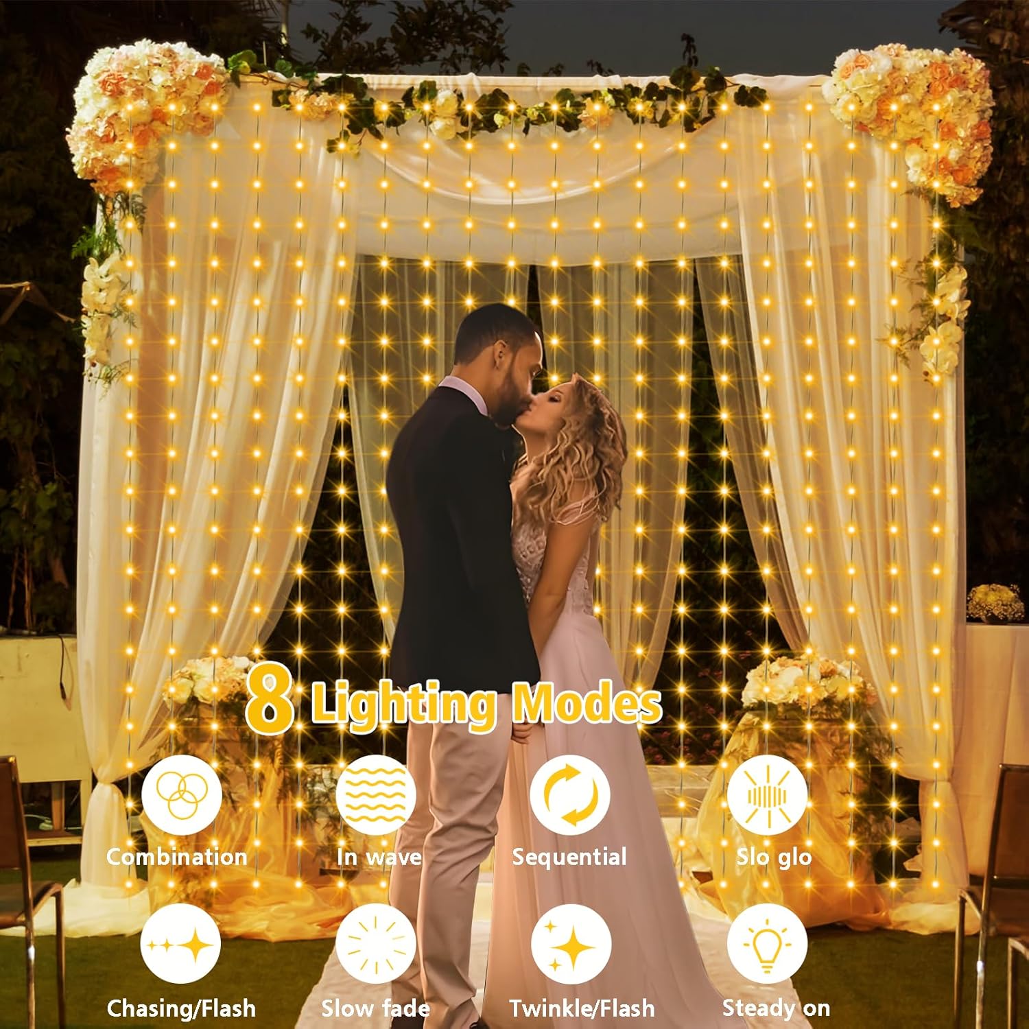 AliExpress 300-LED Solar Outdoor Curtain String Lights, view 5