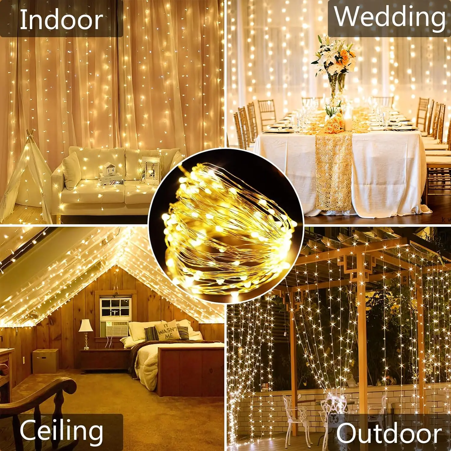 AliExpress 300-LED Solar Outdoor Curtain String Lights, view 6