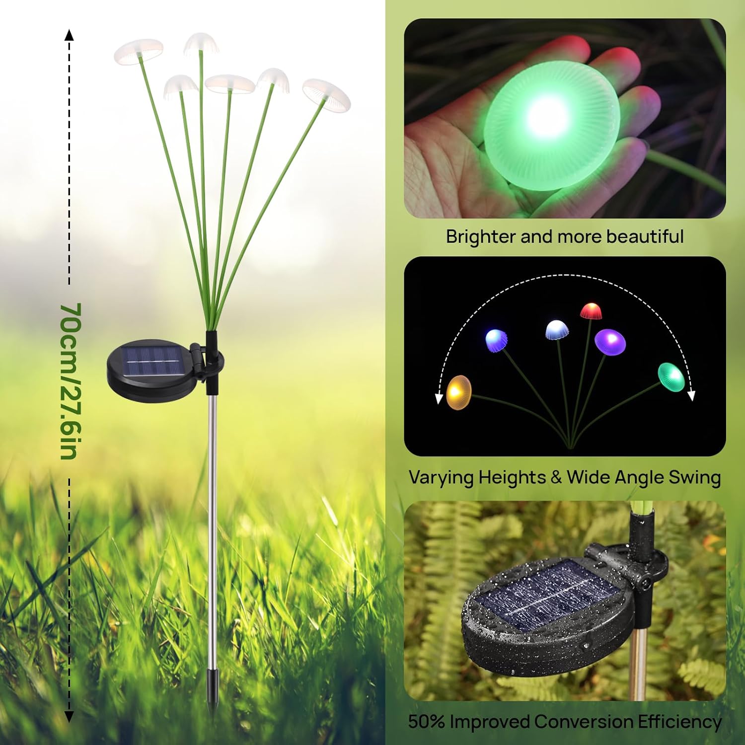 AliExpress Solar Garden Lights Dual Mode LED Solar Mushroom Lights Waterproof Decor Yard Patio Pathway Jellyfish for Garden Ambiance, view 3