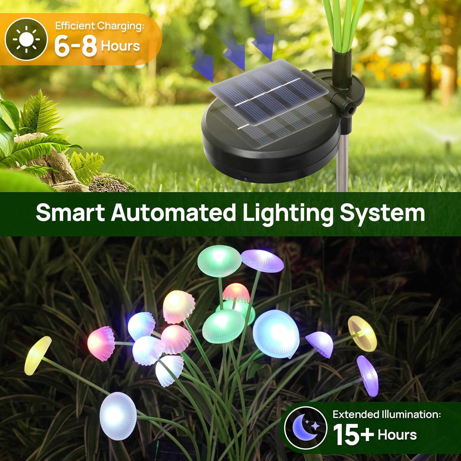 AliExpress Solar Garden Lights Dual Mode LED Solar Mushroom Lights Waterproof Decor Yard Patio Pathway Jellyfish for Garden Ambiance, view 5