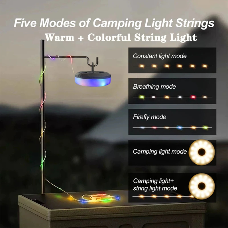 AliExpress 10 m Solar Camping String Light with Hook, view 6