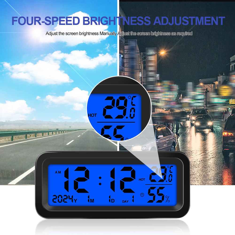 AliExpress Solar and USB Car Clock with Thermometer, view 2