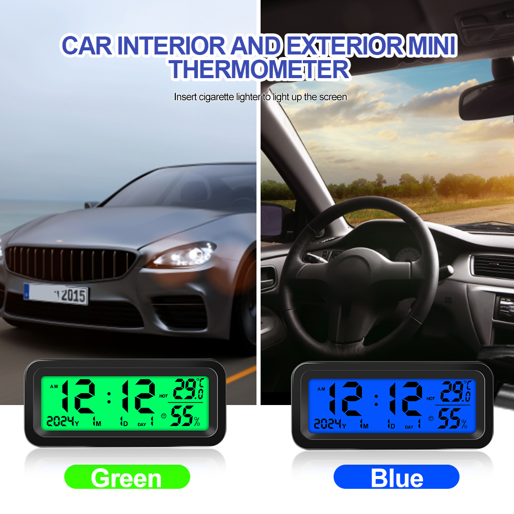 AliExpress Solar and USB Car Clock with Thermometer, view 3
