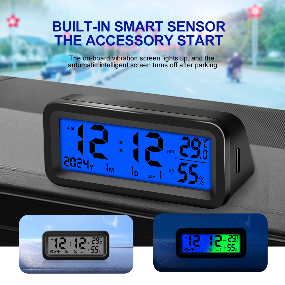 AliExpress Solar and USB Car Clock with Thermometer, view 4