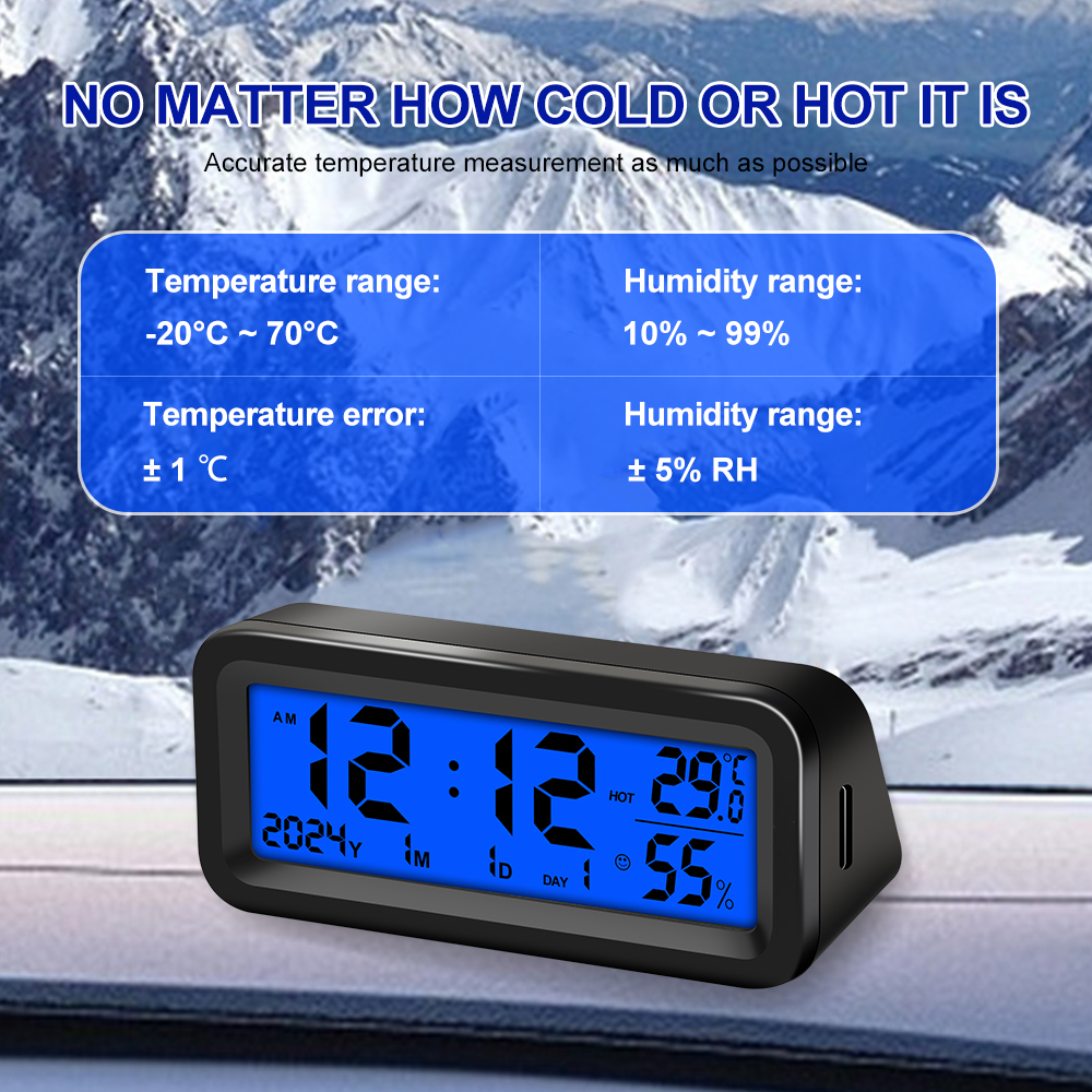 AliExpress Solar and USB Car Clock with Thermometer, view 5