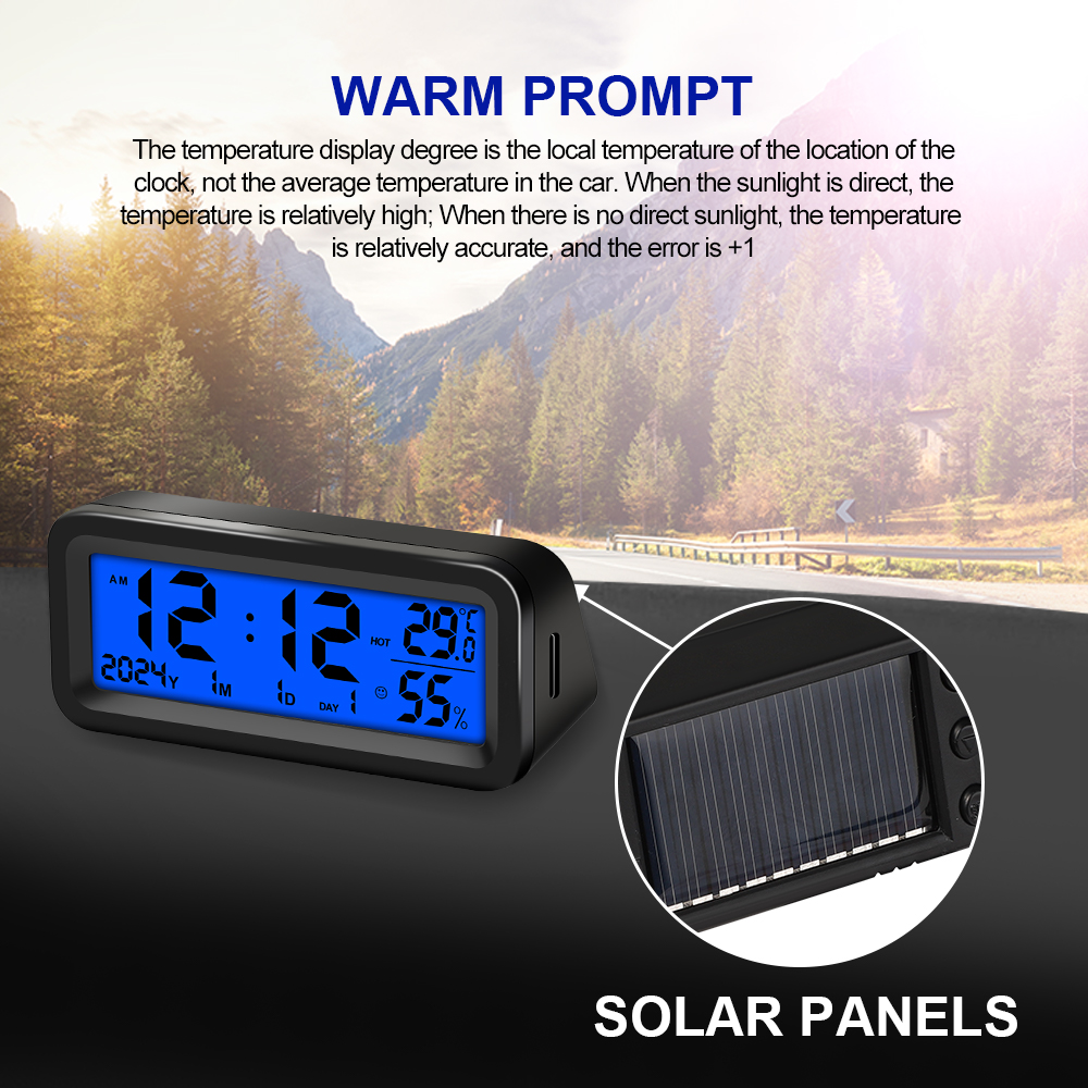 AliExpress Solar and USB Car Clock with Thermometer, view 6